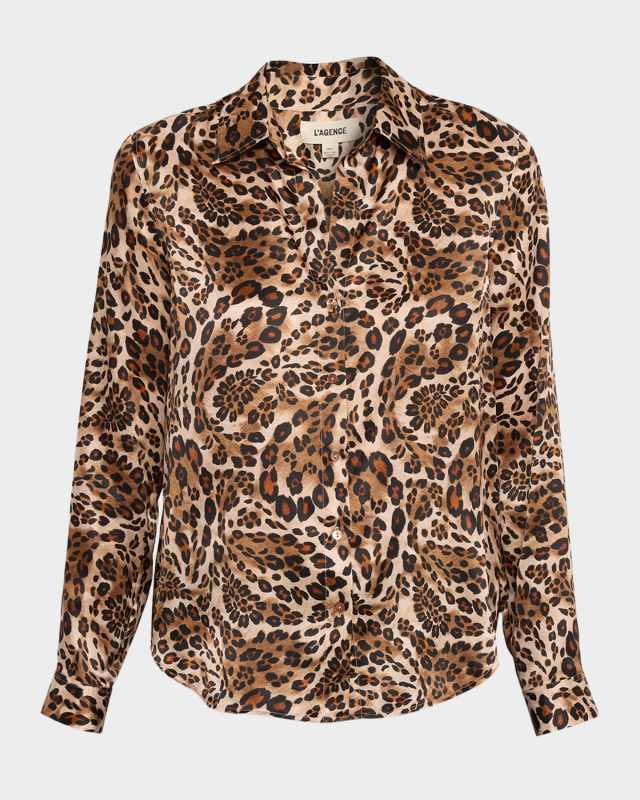 Tyler Printed Long-Sleeve Silk Blous
